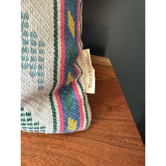 World Market Boho Lumbar Pillow 20x12 Woven Southwest Multicolor Geometric NWOT - Picture 6 of 6